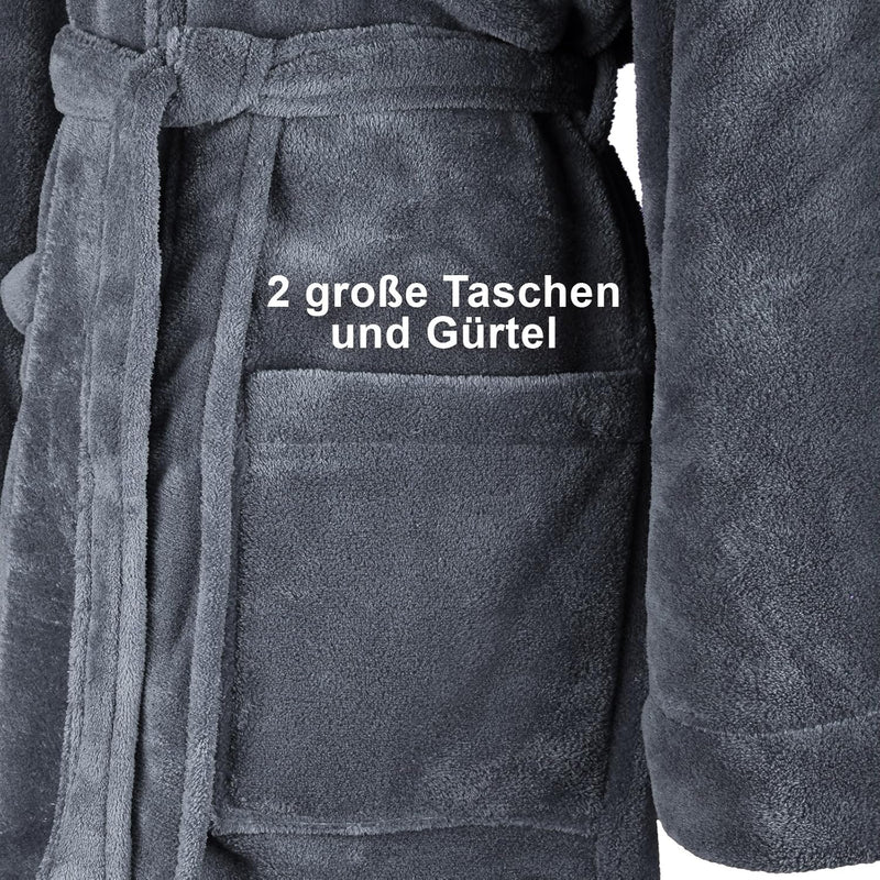 Gräfenstayn® Damen & Herren Kuschelfleece Bademantel mit Kapuze Grösse S-XXXL mit Öko-Tex Standard 1