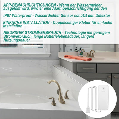 WiFi Wasserleck Sensor, 80dBwater Sensor Alarm, Sumpfpumpe Alarm, TUYA APP Kostenlose Fernüberwachun