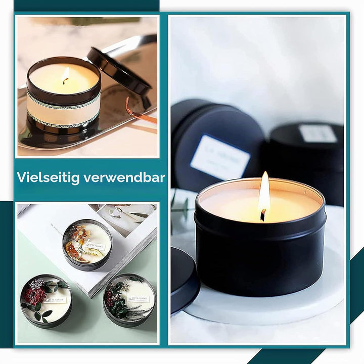 24 Stück Kerzendosen, 120ml Kerzenbehälter, Mini Candle Making Jars Schwarz, Runde Kerzengläser, Ker