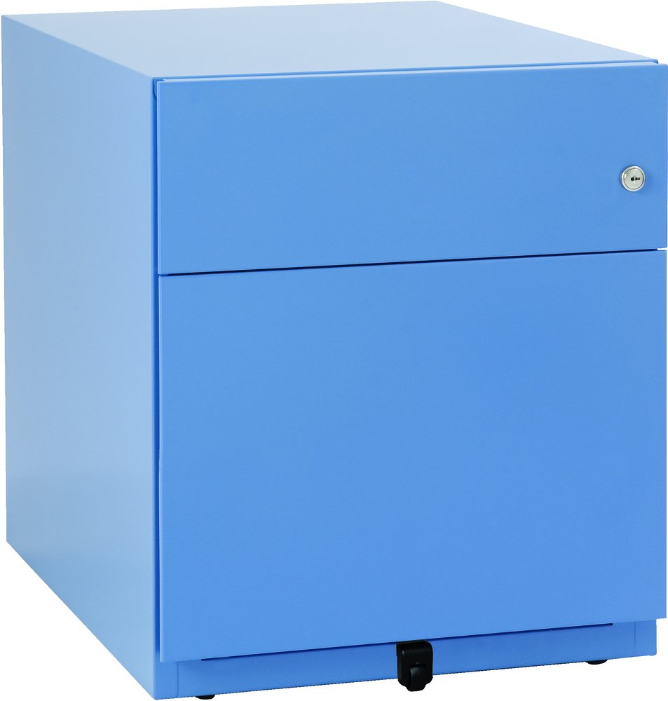 BISLEY Rollcontainer Note mit Griffleiste, 1 Universalschublade, 1 HR-Schublade, Metall, 605 Blau, 5