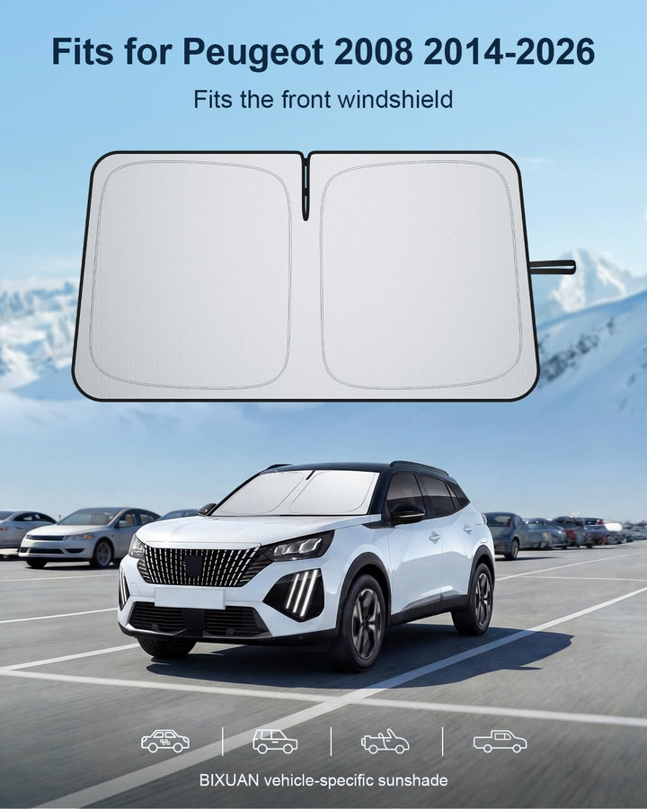 BIXUAN Frontscheiben-Sonnenschutz kompatibel mit Peugeot 2008 2014-2019 Auto Sonnenschutz Abdeckung