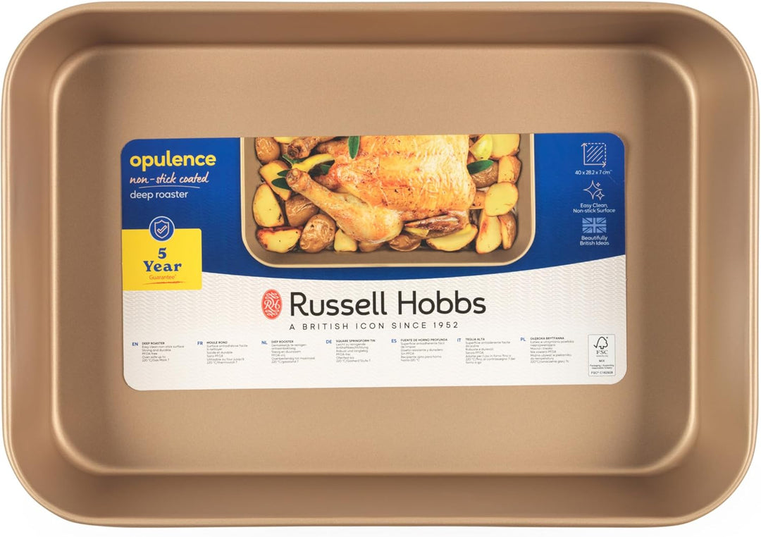 Russell Hobbs Opulence 40 cm Bratpfanne – Antihaftbeschichtet, Rechteckiger Tiefer Bräter, Spülmasch