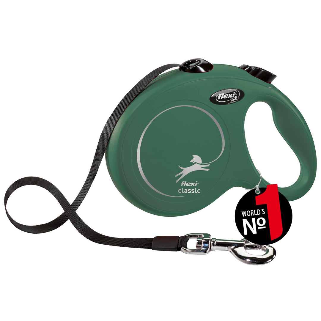 flexi® Classic L Gurt 5 m olivgrün, Roll-Leine für Hunde bis 50 kg Olivgrün L 5m (max. 50 kg), Olivg