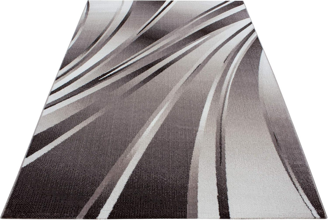 HomebyHome Teppich Wohnzimmer 80x150 cm Läufer Flur Braun Kurzflor Abstrakt Design - Teppich Schlafz