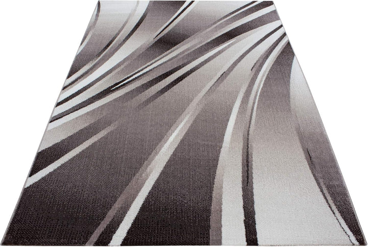 HomebyHome Teppich Wohnzimmer 80x150 cm Läufer Flur Braun Kurzflor Abstrakt Design - Teppich Schlafz