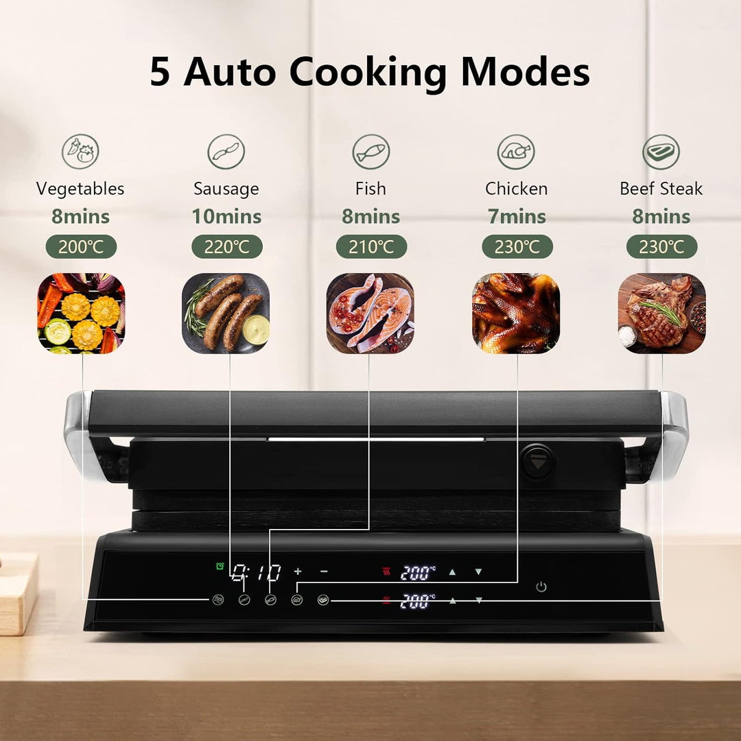 RELAX4LIFE Kontaktgrill 1800W, Elektrogrill Sandwichmaker Paninimaker, Sandwichtoaster 3 in 1, Grill