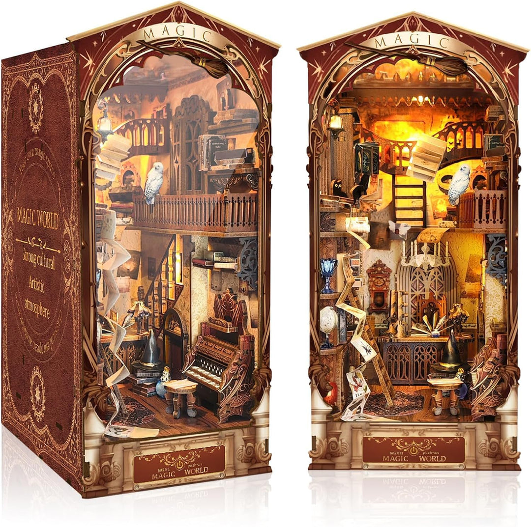 RONSTONE DIY Magische Welt Book Nook Kit, DIY Puppenhäuser Miniatur Haus Kit mit Staubschutzhülle un