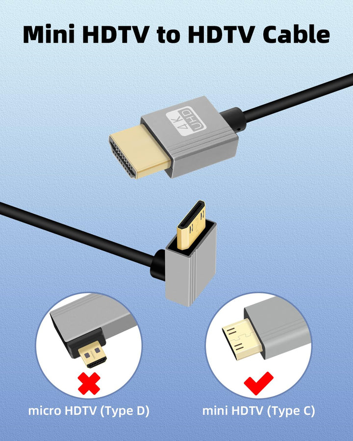 GELRHONR Mini-HDTV-Spiralkabel, 4K/60Hz Dünnes Mini-HDTV-Kabel Kurz 18Gbps 3D, Unterstützt 3D, für D
