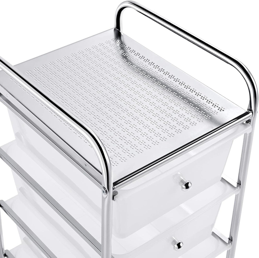 Yaheetech Küchewagen Rollwagen inkl. 4 Schubladen Allzweckwagen Küchen Organizer Servierwagen Trolle