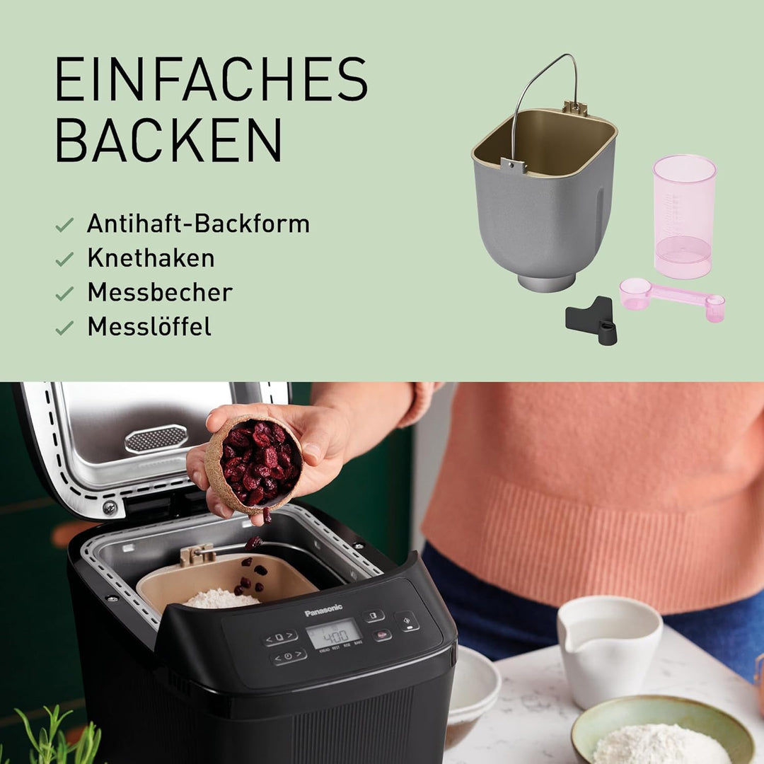 Panasonic SD-PN100KXE Mini Brotbackautomat – Kompakter Brotbackmaschine mit 18 Automatikprogrammen,