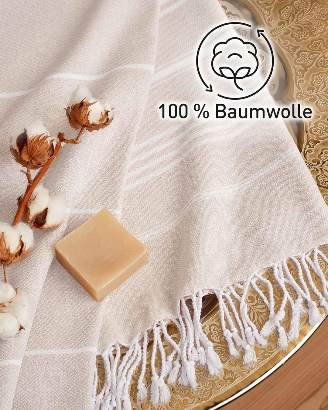 Fit-Flip Hamamtuch aus 100% Baumwolle – saugfähig und schnelltrocknend – türkisches Saunatuch, Stran