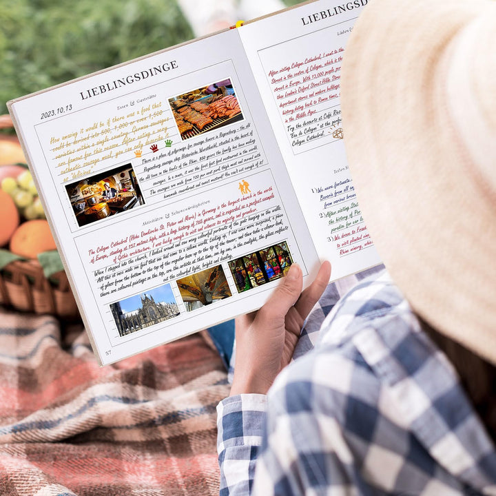 Lanpn Reisetagebuch Notizbuch für Frauen und Männer, Leinen Reisetagebuch zum Ausfüllen Fotobuch Rei