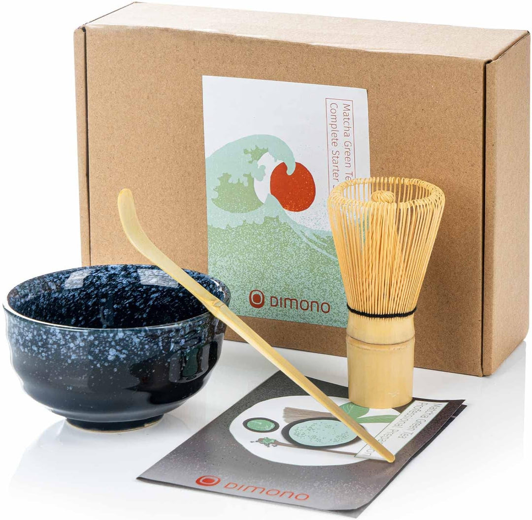 Dimono Original Matcha Tee-Set mit Matcha-Schale, Bambus-Besen & Dosierlöffel - Das Teezeremonie Ges