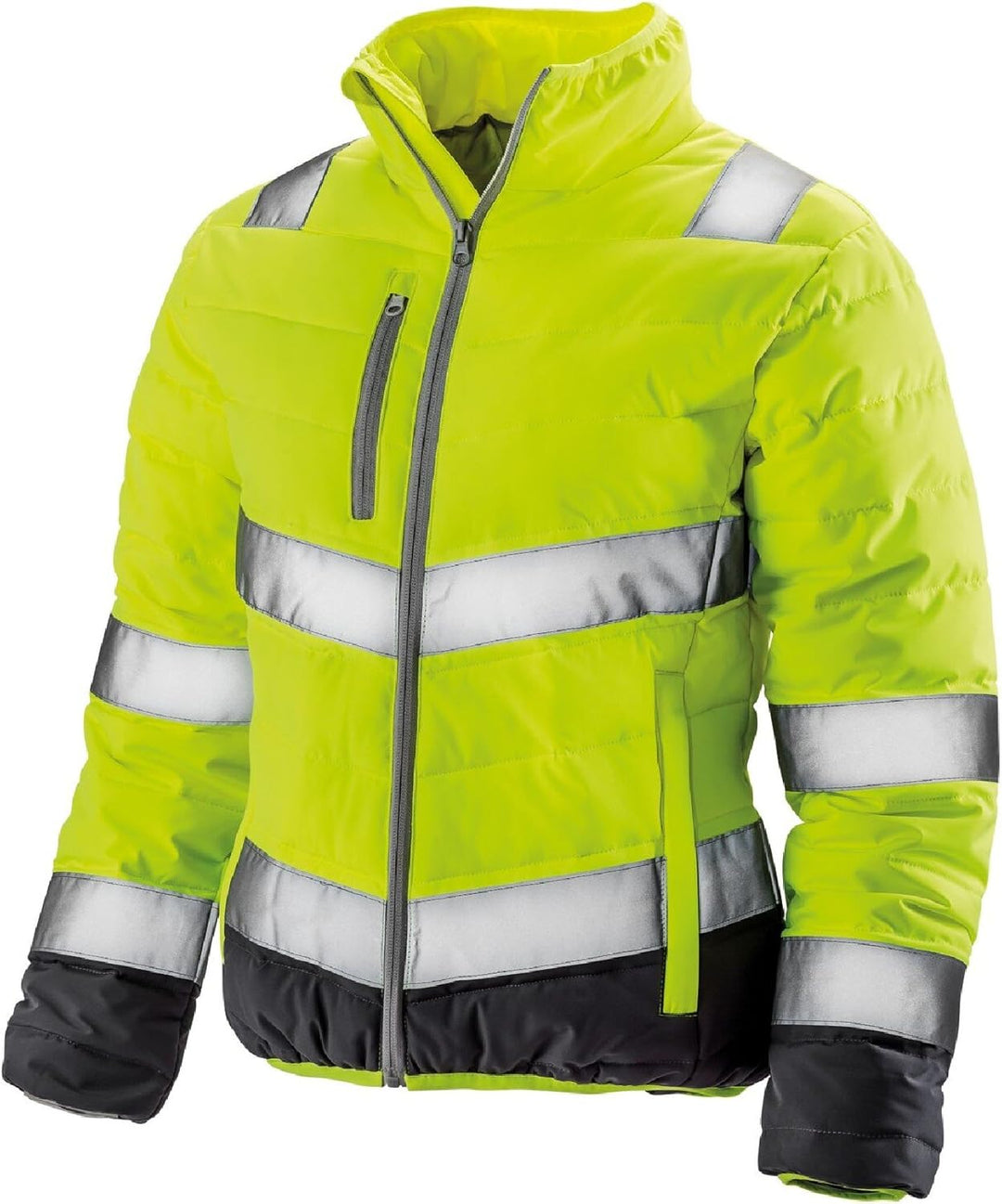 Result Safeguard Damen Warnjacke, leicht gepolstert XS Fluoreszierendes Gelb/Grau, XS Fluoreszierend