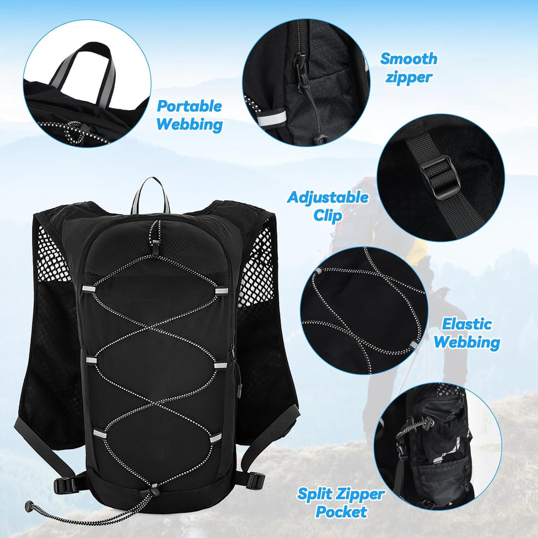 Gewichtsweste, Laufweste Damen Herren mit 2L Trinkrucksack und 500ml Wasserflasche, Laufrucksack mit