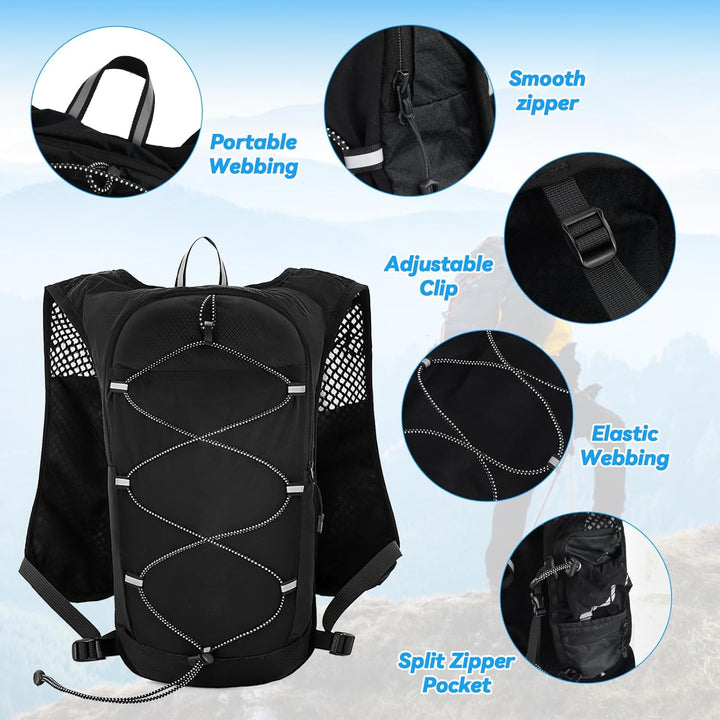 Gewichtsweste, Laufweste Damen Herren mit 2L Trinkrucksack und 500ml Wasserflasche, Laufrucksack mit