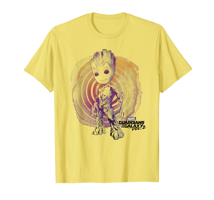 Mens Marvel Guardians Vol. 2 Groot Watercolor Swirl T-Shirt C1 Small Heather Grey
