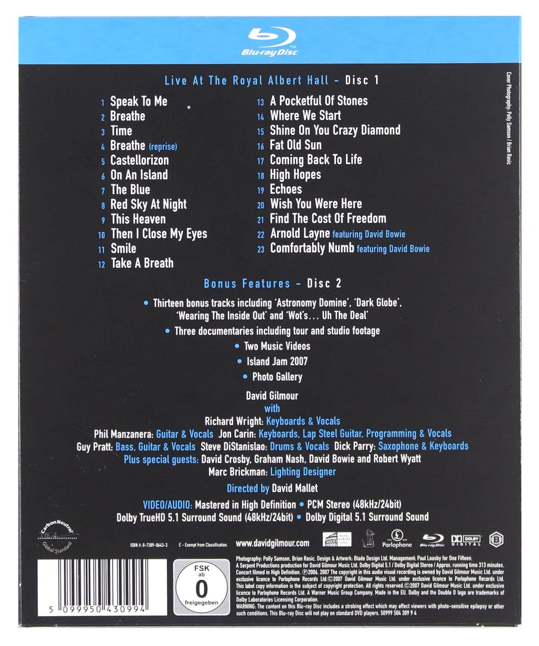 David Gilmour - Remember That Night/Live At The Royal Albert Hall [Blu-ray] [Special Edition], Blu-r