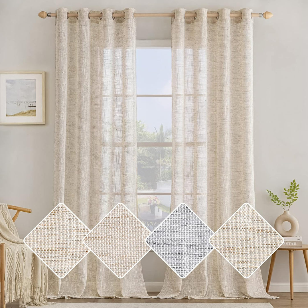 MIULEE Vorhang Gardinen Leinen mit ösen Voile Vorhänge Leinenoptik Gardinen Wohnzimmer Modern Fenste