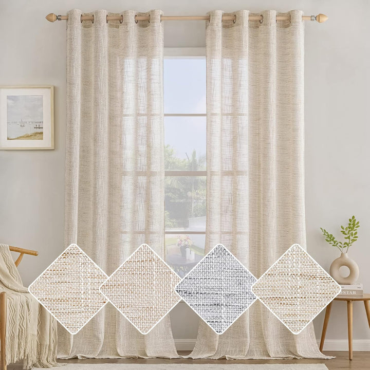MIULEE Vorhang Gardinen Leinen mit ösen Voile Vorhänge Leinenoptik Gardinen Wohnzimmer Modern Fenste