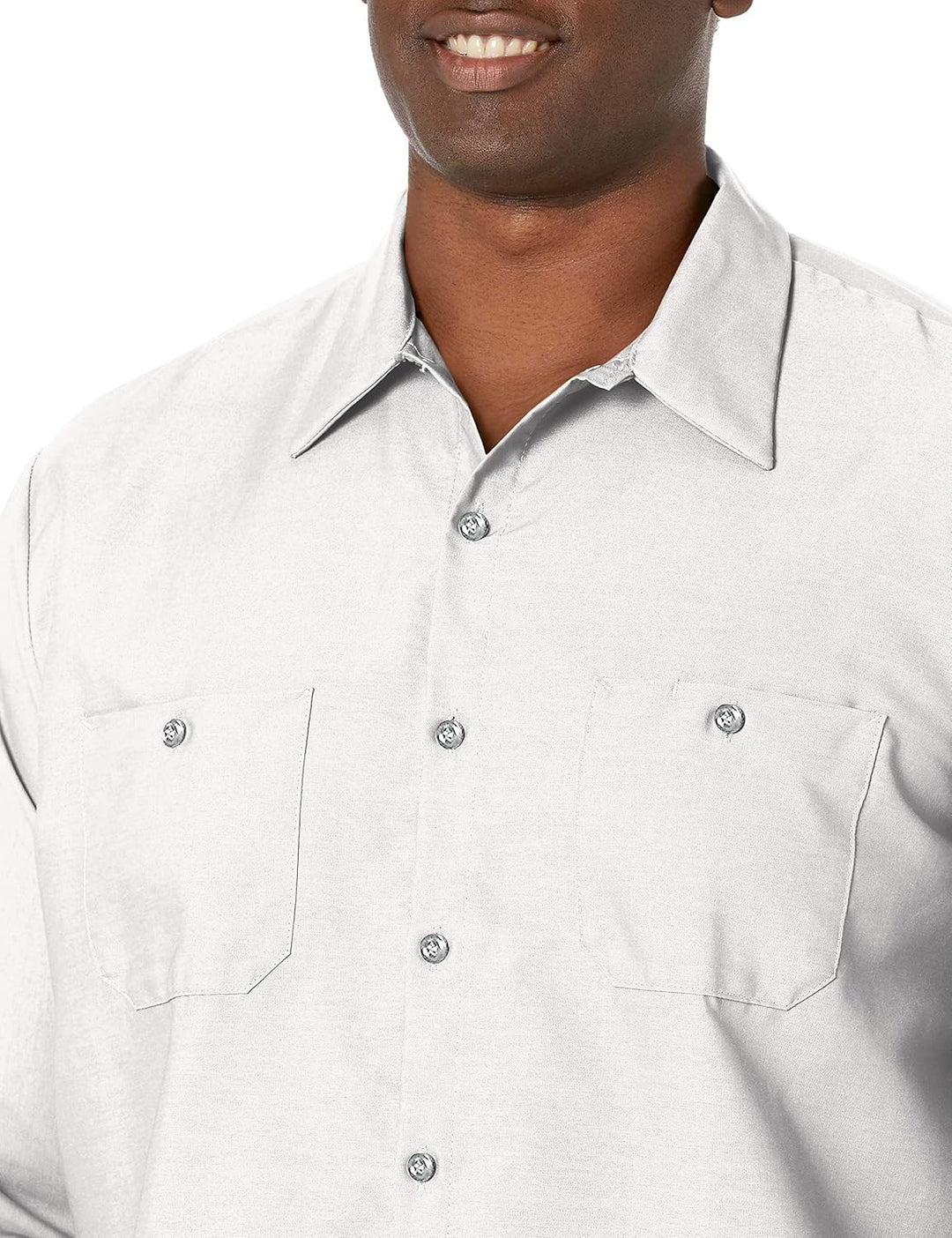 Red Kap Herren Performance Tech Langarmshirt Arbeitshemd mit Knopfleiste (1er Pack) M Weiss, M Wei&#