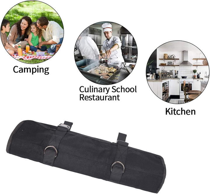 QEES Kochmesser Rolltasche 11 Slots, Messertasche für Camping, Wandern, Multifunktions-Werkzeugrollt