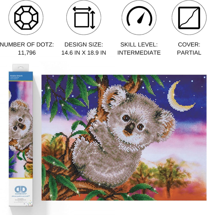 DIAMOND DOTZ DD7.012 - Original 5D Diamond Painting Set Koala Snack, Kreativset mit 11.796 Diamant M