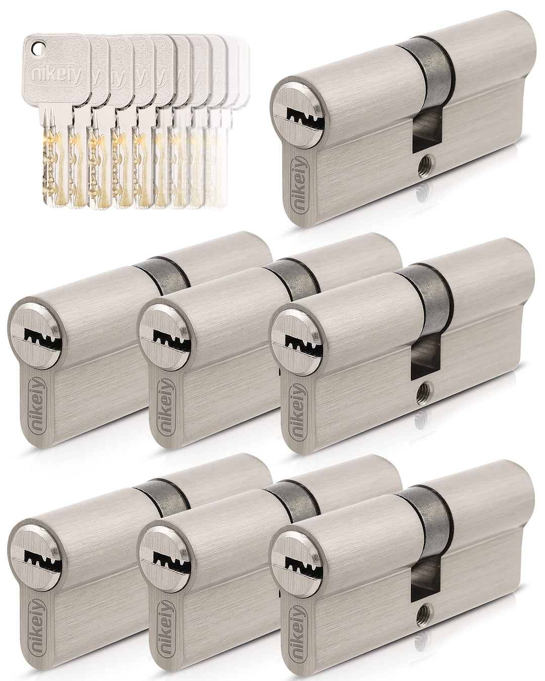 GERCAR Pro 7x Schliesszylinder 45/45 gleichschliessend Set 7 Profilzylinder inkl. 35 Schlüssel - 90