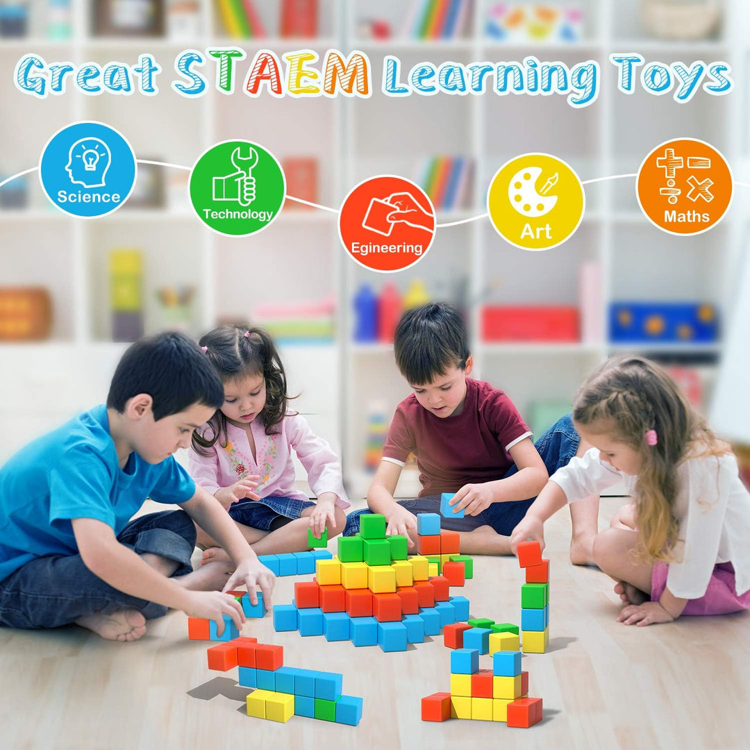 Asago Magnetische Bausteine Würfel 28 Stück, grosse Magnetsteine 34mm 3D Magnete Puzzle zum, Trainin
