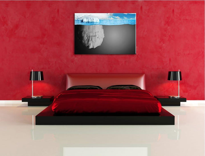 riesiger Eisberg im Wasser Illusion schwarz/weiss Format: 100x70 auf Leinwand, XXL riesige Bilder fe