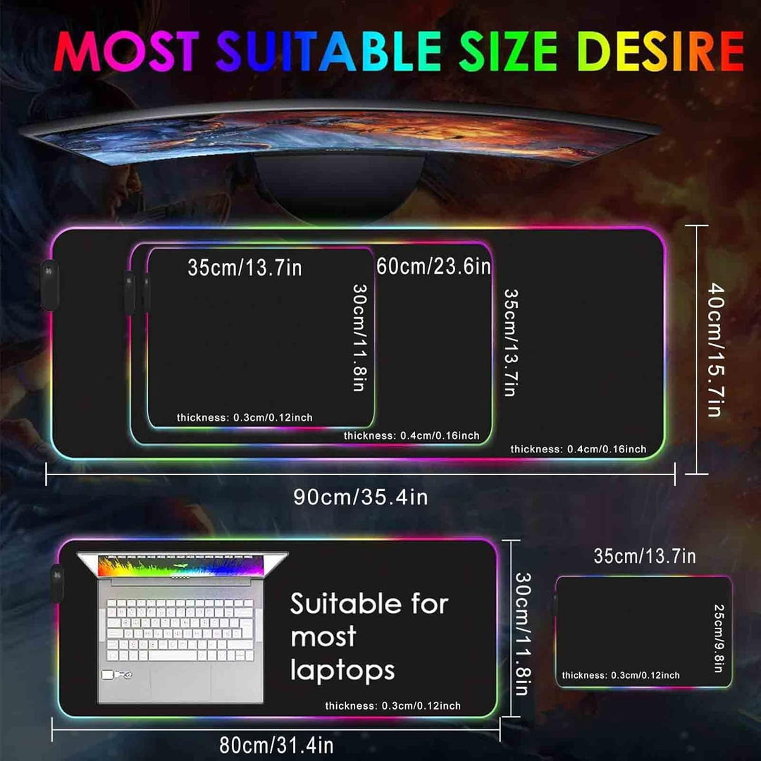 Personalisiertes RGB Gaming Mauspad, Personalisiertes LED Mauspad mit Foto Text, wasserdichte Oberfl