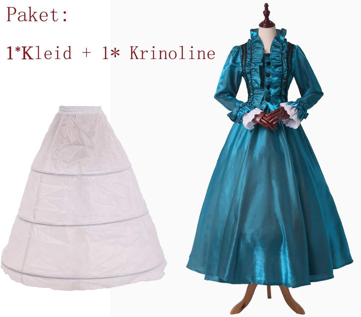 GRACEART Damen Gothic Viktorianisches Kleid Renaissance Maxi Kostüm (L, Grün) L Grün, L Grün