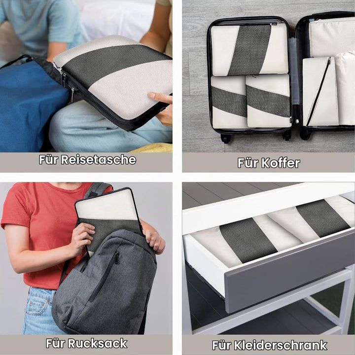 Koffer Organizer Kompression Set, Packwürfel Set Kompression Ihres Reisegepäcks, Compression Packing