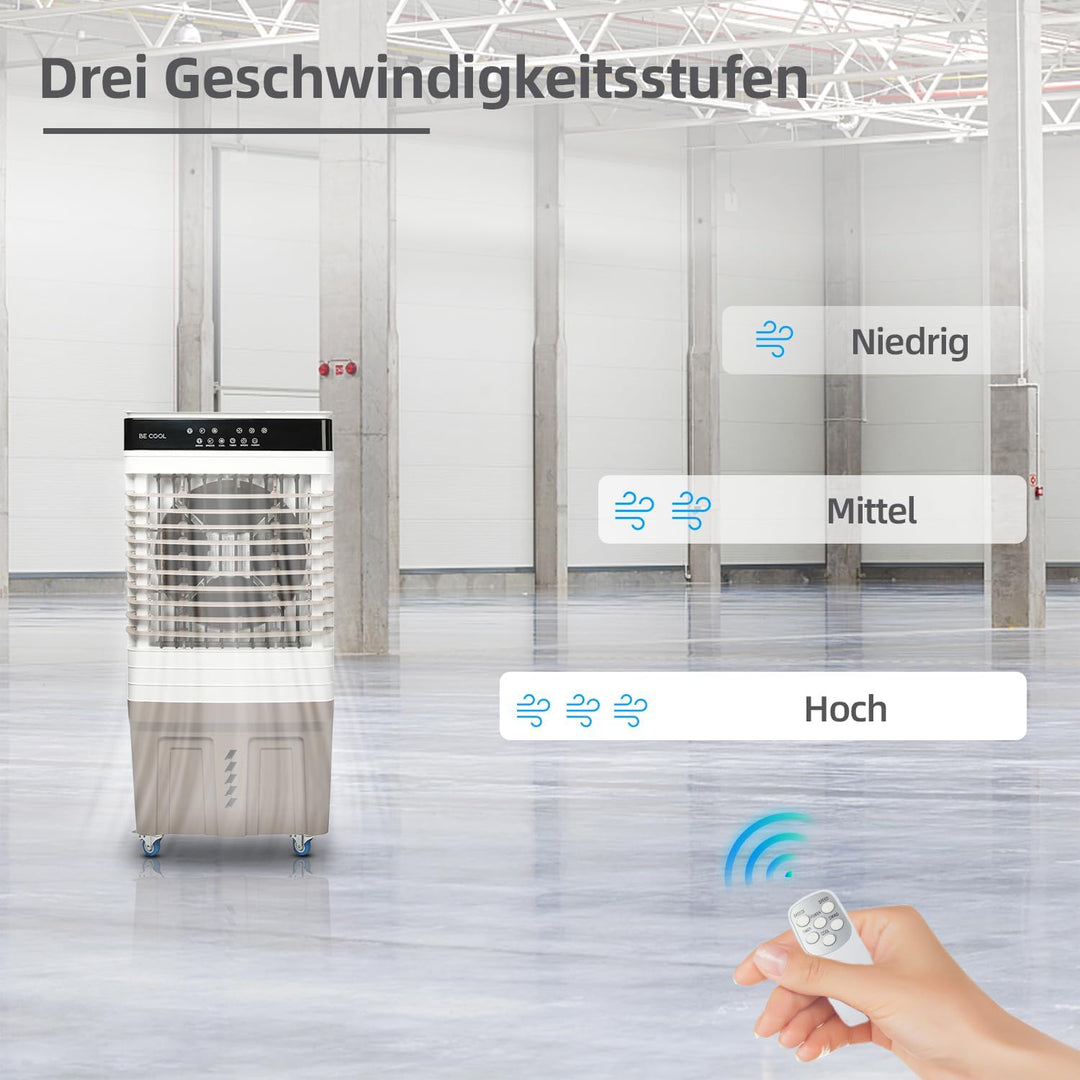 BE COOL 4in1 Luftkühler mit Wasserkühlung - Verdunstungskühler, Ventilator, Luftbefeuchter, Luftwäsc