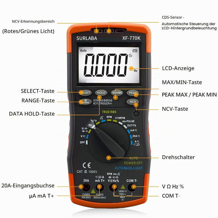 Digitales Automotive Multimeter &amp; Signal Pick Up Induktiver Klemme Set, Smart Multitester für AC/DC