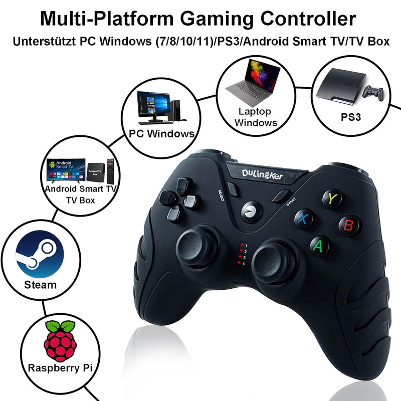 DuLingKer PC Controller Wireless, PS3 Controller PC Gamepad mit Dual Vibration, 2,4G Wireless Gaming