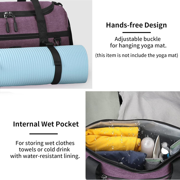 Lubardy Sporttasche Reisetasche Gross 55L Wasserdicht mit Sporthandtuch Schuhfach Nassfach Weekender