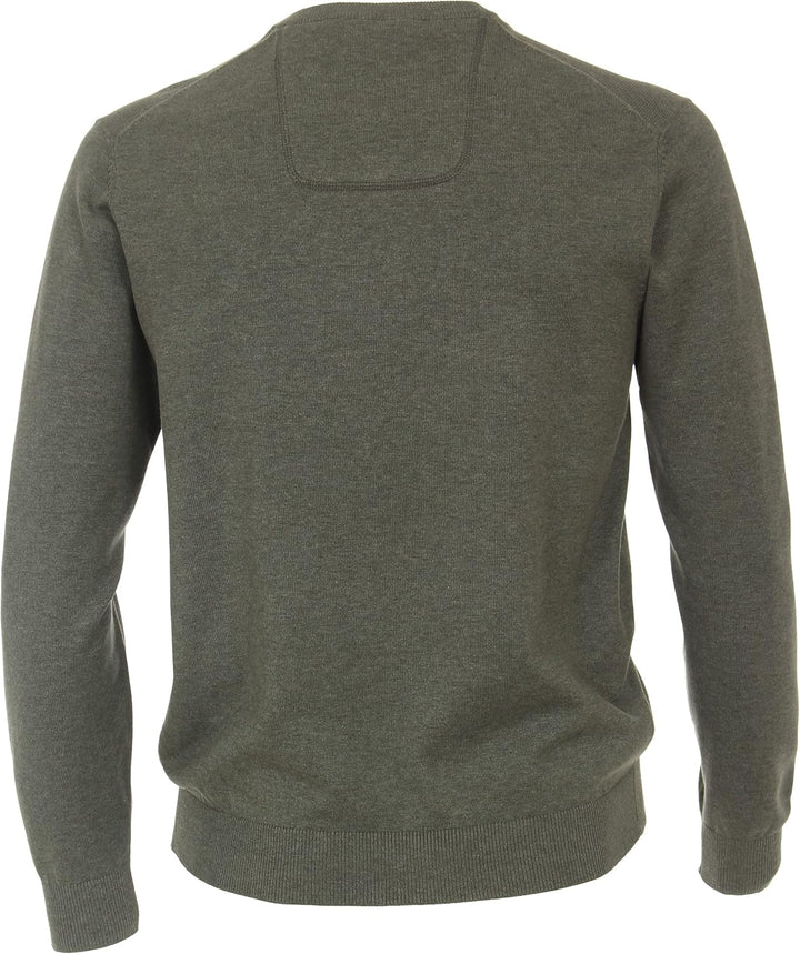 CASAMODA Herren Pullover mit V-Ausschnitt unifarben Elastischer Bund M 325 - Grün, M 325 - Grün