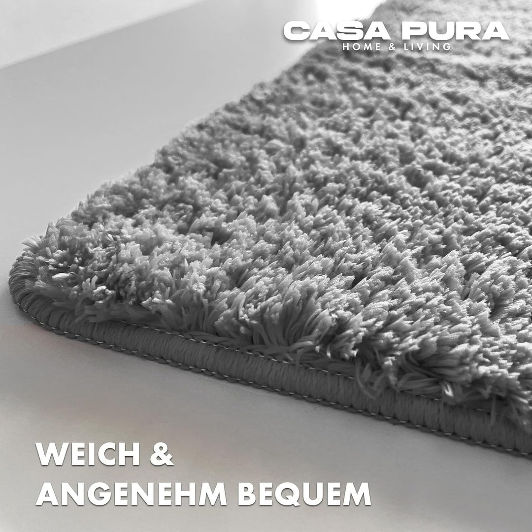 casa pura Badematte weicher, Flauschiger Badezimmerteppich in Shaggy Optik, Badvorleger rutschfest w