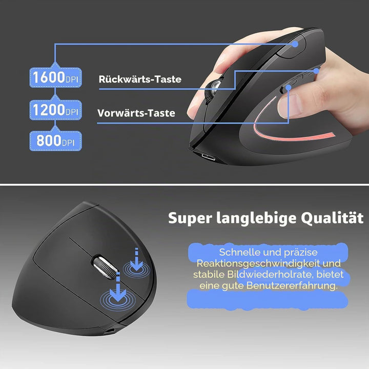 2.4G Wireless Vertikale Ergonomische, Wiederaufladbar, Optische Maus Vertical Ergonomic Optical Mous