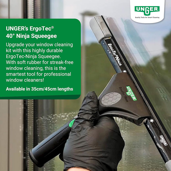 Unger ErgoTec Ninja Fensterwischer 40° (Breite 45 cm, ergonomischer Griff, mit Soft-Gummi, Zwei Gumm