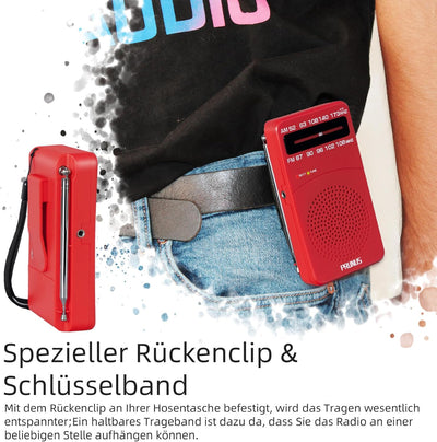PRUNUS J-166 AM FM UKW Radio Batteriebetrieben, Transistorradio Weltempfänger Radio mit grossartiger