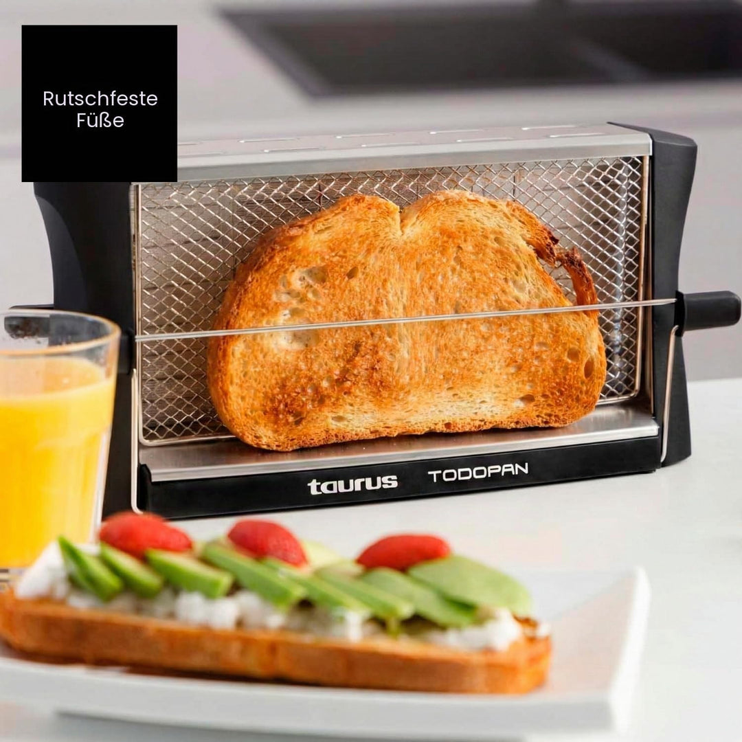 TAURUS 960632 Toaster aus Edelstahl, 700 W, für alle Brotsorten, mit Haltestab, Multicolour