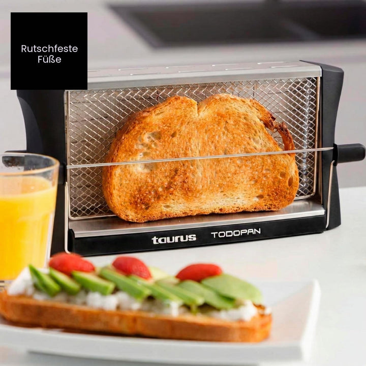 TAURUS 960632 Toaster aus Edelstahl, 700 W, für alle Brotsorten, mit Haltestab, Multicolour