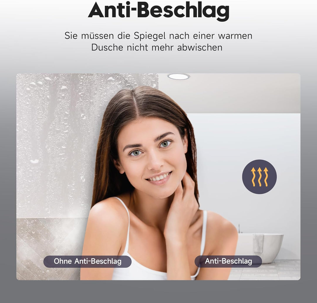 SONNI Badspiegel mit Beleuchtung 50x70cm beschlagfrei Badezimmer Wandspiegel mit Touch-Schalter Spie
