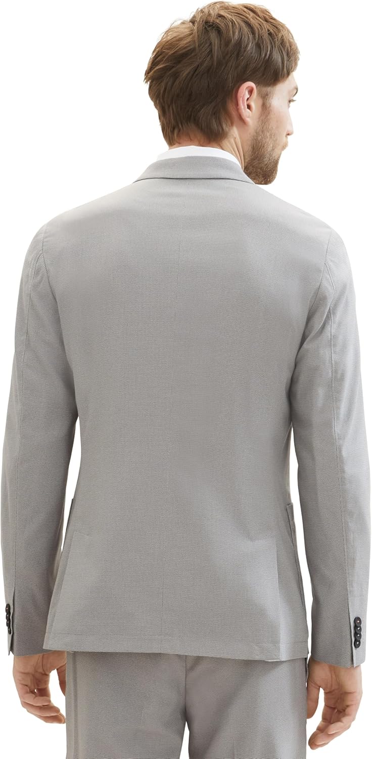 TOM TAILOR Herren Jersey Piqué Sakko mit Stretch 44 35224 - Light Grey White Houndstooth, 44 35224 -