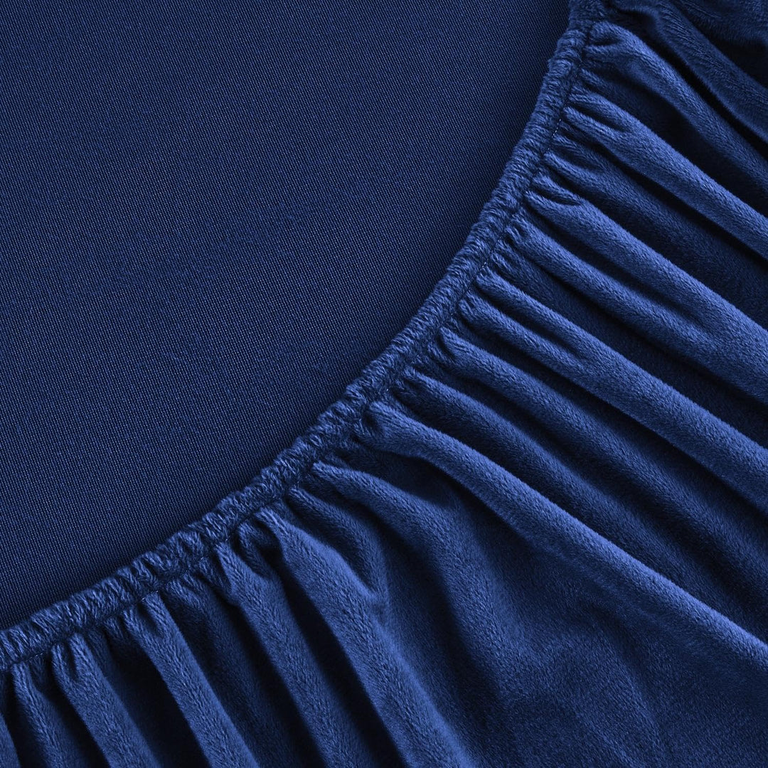 Boqingzhu Flauschige Plüsch Spannbettlaken 140x200cm Blau Dunkelblau Winter Warm Flanell Fleece Bibe