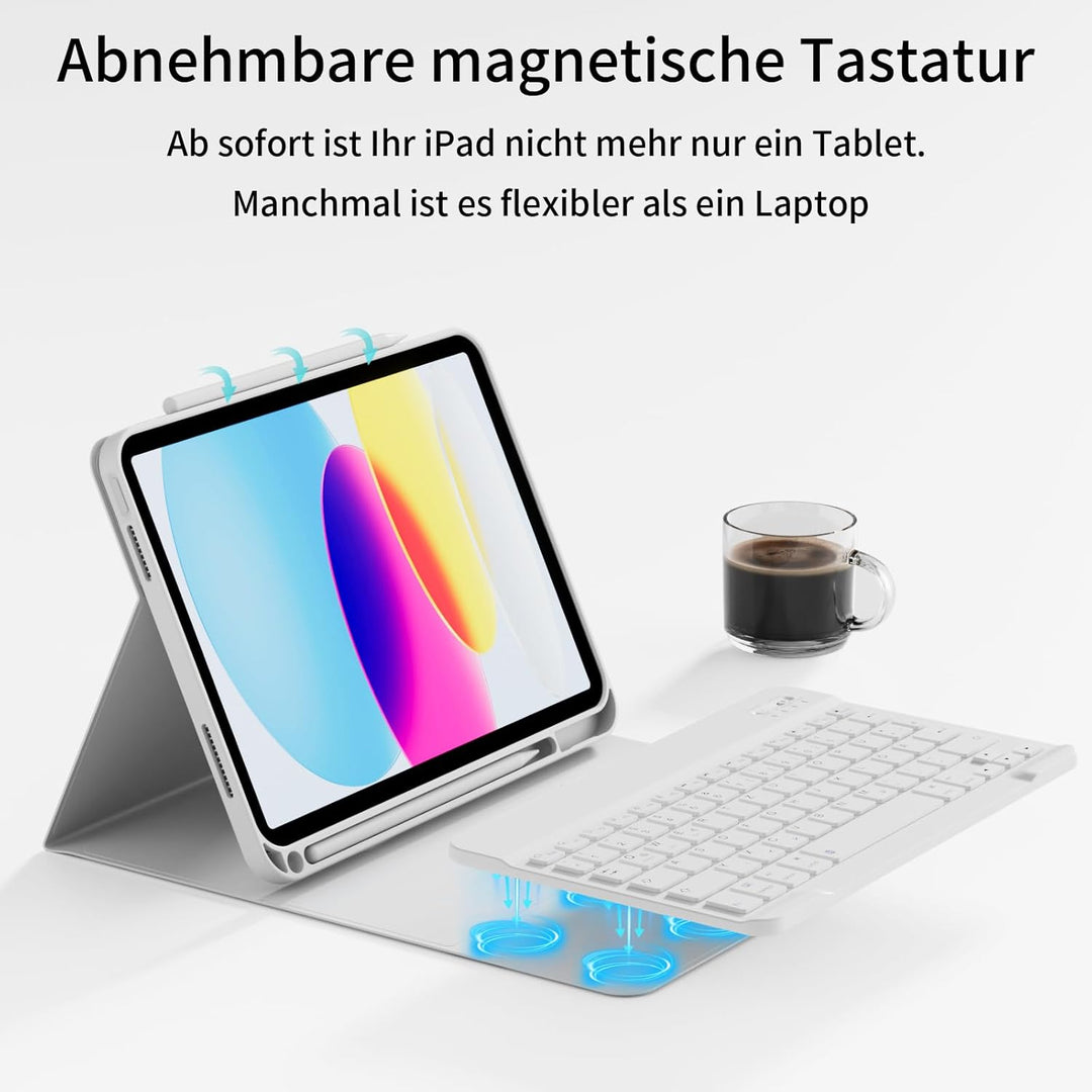 ZOPSGYU Hülle mit Tastatur für iPad (A16) 11/10 Generation (2025/2022, 11/10.9 Zoll), Schutzhülle mi