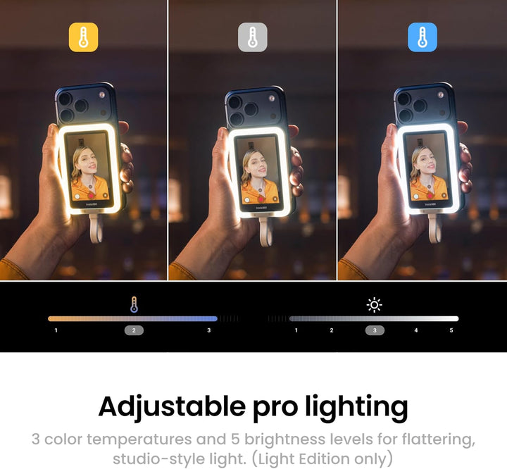 Insta360 Snap Selfie-Bildschirm mit Licht – Magnetischer 4K Selfie-Monitor für Selfies, Vlogging, Ko