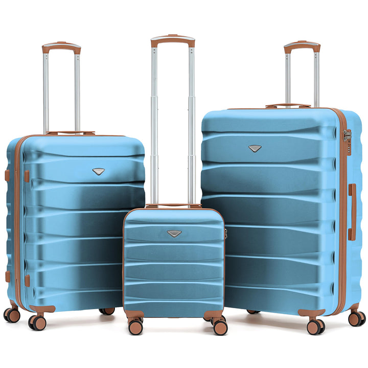 Flight Knight 3er Kofferset Hartschalenkoffer ABS | Handgepaeck 45 cm Unter Sitz easyJet + Mittel un